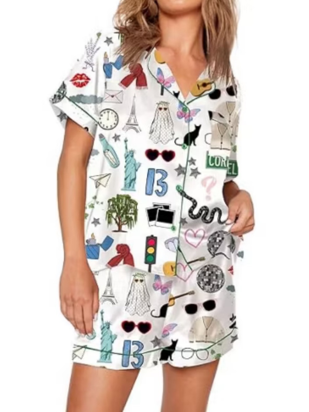 NWT She Show Country Music Pop Star Pajama Shorts Set